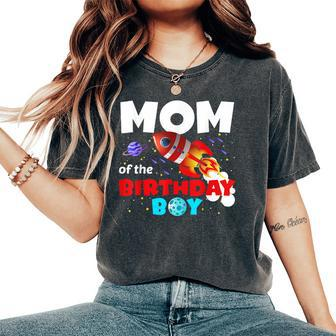 Mom Of Birthday Boy Two The Moon Space Party Decorations Women's Oversized Comfort T-Shirt - Monsterry