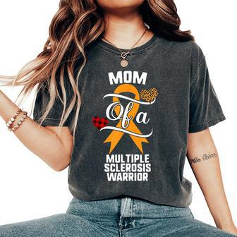 Mom Multiple Sclerosis Awareness Leopard Buffalo Plaid Women's Oversized Comfort T-shirt | Mazezy