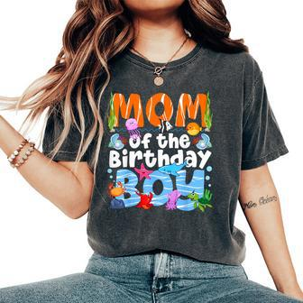 Mom Under Sea Birthday Party Boys Ocean Sea Animals Themed Women's Oversized Comfort T-Shirt | Mazezy