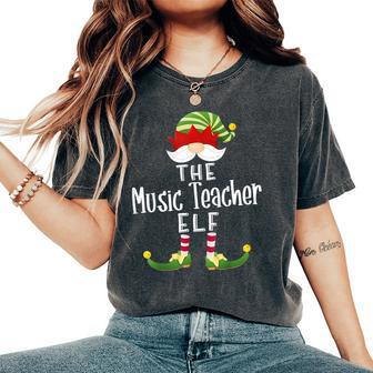Music Teacher Elf Group Christmas Pajama Party Women's Oversized Comfort T-Shirt - Monsterry UK