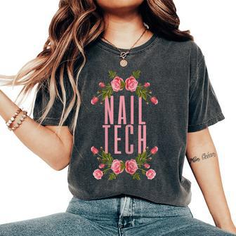 Nail Technician Manicurist Vintage Floral Nailboss Tech Women's Oversized Comfort T-shirt | Mazezy
