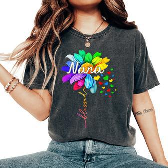 Nana Blessed Grandma Flower Daisy Tie Dye Colorful Rainbow Women's Oversized Comfort T-shirt | Mazezy