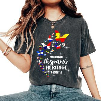 National Hispanic Heritage Month Butterfly Countries Flags Women's Oversized Comfort T-Shirt