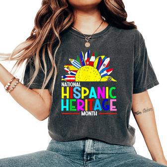 National Hispanic Heritage Month Latino Flags Sunflower Women's Oversized Comfort T-Shirt - Monsterry