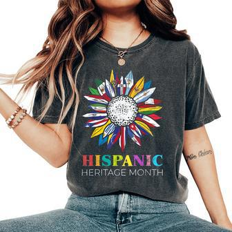 National Hispanic Heritage Month Sunflower Countries Flags Women's Oversized Comfort T-Shirt | Mazezy CA