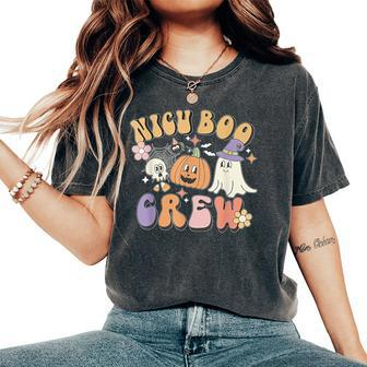 Nicu Boo Crew Ghost Pumpkin Costume Nicu Nurse Halloween Women's Oversized Comfort T-Shirt | Mazezy