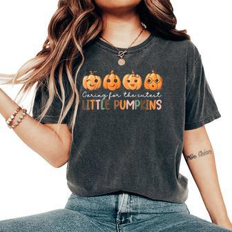 Nicu Nurse Halloween Cutest Pumpkins Mother Baby Nurse Fall Women's Oversized Comfort T-Shirt | Mazezy