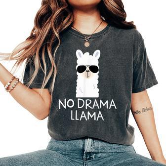 No Drama Llama Alpaca With Sunglasses Llama Lovers Women's Oversized Comfort T-Shirt | Mazezy
