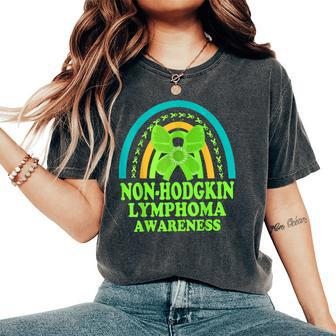 Nonhodgkin’S Lymphoma Lime Green Ribbon Butterfly Sunflower Women's Oversized Comfort T-shirt | Mazezy