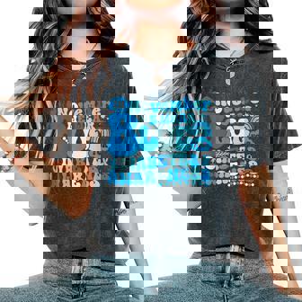 In November We Wear Blue Groovy Diabetic Diabetes Awareness Women's Oversized Comfort T-Shirt - Monsterry