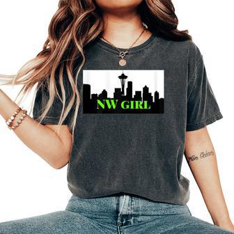 Nw Girl North West Space Needle Women's Oversized Comfort T-Shirt | Mazezy