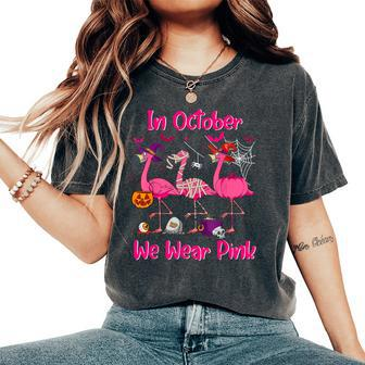 In October We Wear Pink Flamingo Breast Cancer Awareness Women's Oversized Comfort T-Shirt - Monsterry DE