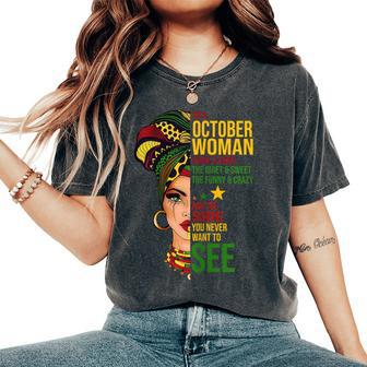October Woman I Have 3 Sides Black Birthday Women's Oversized Comfort T-Shirt - Seseable