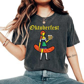 Oktobefest Drindl Bratwurst Fun German Costume Barmaid Women's Oversized Comfort T-Shirt - Seseable