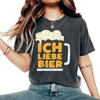Oktoberfest Ich Liebe Bier German Costume Women's Oversized Comfort T-Shirt - Seseable