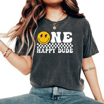 One Happy Dude Groovy 1St Birthday Party Family Matching Women's Oversized Comfort T-Shirt | Mazezy