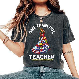 One Thankful Teacher Hispanic Heritage Month Countries Flags Women's Oversized Comfort T-Shirt - Monsterry UK