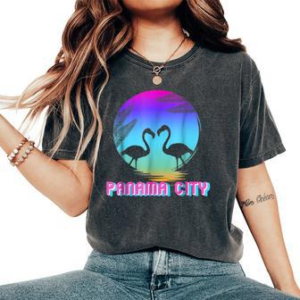 Panama City Flamingo Silhouette Group Vacation Women's Oversized Comfort T-shirt | Mazezy