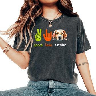 Peace Love Cavador Dog My Dogs Are My Cardio Women's Oversized Comfort T-Shirt | Mazezy
