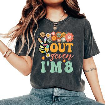 Peace Out Seven I'm 8 Groovy 8Th Happy Birthday Boy Girl Women's Oversized Comfort T-Shirt - Monsterry AU