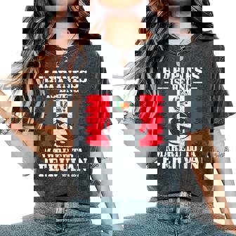 Peruvian Wife Husband Married Wedding Peru Flag Women's Oversized Comfort T-Shirt | Mazezy