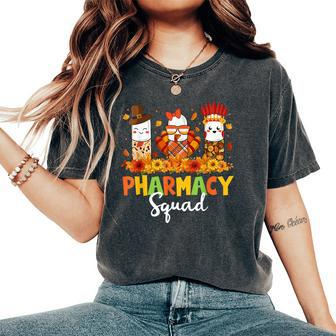 Pharmacy Squad Turkey Thanksgiving Pumpkin Fall Pharm Tech Women's Oversized Comfort T-Shirt - Seseable
