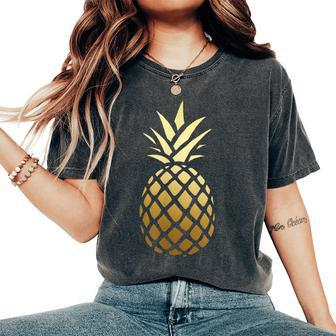 Pineapple Gold Cute Beach T For Kid Vacation Women's Oversized Comfort T-Shirt - Seseable