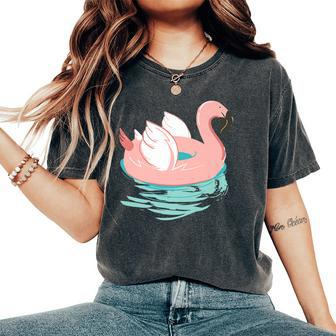 Pink Flamingo Or Swan Pool Float T Women's Oversized Comfort T-shirt | Mazezy