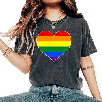 Pride Heart Novelty Pride Rainbow Heart Women's Oversized Comfort T-Shirt | Mazezy