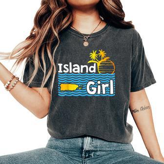 Puerto Rico Island Girl Beach Sun Palm Trees Boricua Women's Oversized Comfort T-Shirt | Mazezy