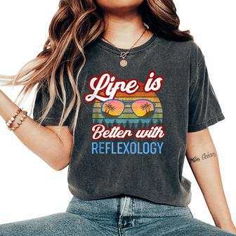 Reflexology Vintage Sunset Reflexology Teacher Beginner Women's Oversized Comfort T-Shirt | Mazezy