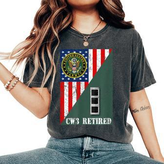 Retired Army Chief Warrant Officer Cw3 Half Rank & Flag Women's Oversized Comfort T-Shirt | Mazezy