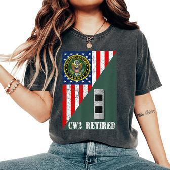 Retired Army Chief Warrant Officer Two Cw2 Half Rank & Flag Women's Oversized Comfort T-Shirt | Mazezy