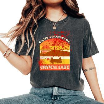 Retro Camp Counselor Crystal Lake With Blood Stains Counselor Women's Oversized Comfort T-Shirt | Mazezy