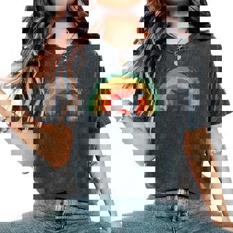 Retro Cavador Vintage Rainbow Dog Women Women's Oversized Comfort T-Shirt | Mazezy