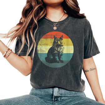 Retro Kurilian Bobtail Cat Women's Oversized Comfort T-Shirt | Mazezy