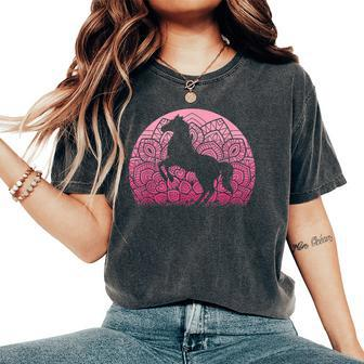 Retro Mandala Horse Lover Horseback Riding Western Cowgirl Women's Oversized Comfort T-shirt | Mazezy