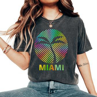 Retro Palm Miami Beach Florida State Souvenirs Boys & Girls Women's Oversized Comfort T-Shirt | Mazezy