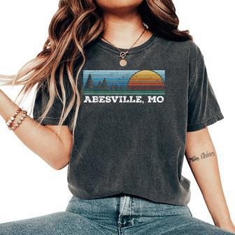 Retro Sunset Stripes Abesville Missouri Women's Oversized Comfort T-Shirt | Mazezy