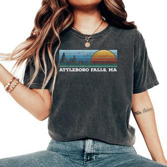 Retro Sunset Stripes Attleboro Falls Massachusetts Women's Oversized Comfort T-Shirt | Mazezy