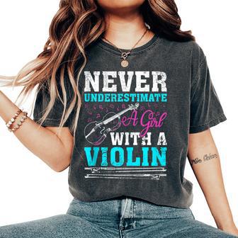 Retro Vintage Never Underestimate A Girl With A Violin Women's Oversized Comfort T-Shirt - Monsterry DE