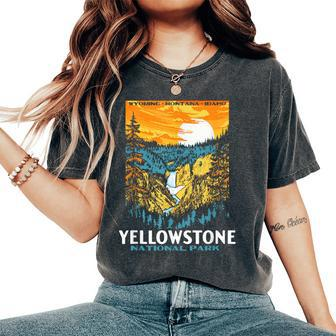 Retro Yellowstone National Park Wpa Style Lower Falls Women's Oversized Comfort T-Shirt - Thegiftio UK