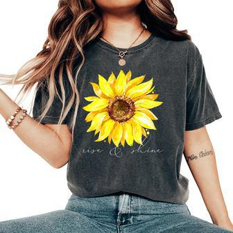 Rise And Shine Sunflower Graphic Women's Oversized Comfort T-shirt | Mazezy
