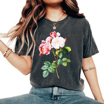 Roses Rose Floral Shabby Desert Chic Retro Style Vintage Women's Oversized Comfort T-shirt | Mazezy