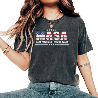 Sarcastic Make America Straight Again American Flag Women's Oversized Comfort T-shirt | Mazezy