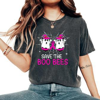Save The Boobees Boo Bees Ribbon Breast Cancer Halloween Women's Oversized Comfort T-Shirt | Mazezy