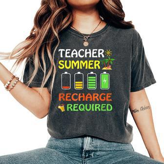 Saying For Teacher Summer Recharge Required Women's Oversized Comfort T-shirt | Mazezy