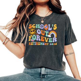 Schools Out Forever Retired Teacher Groovy Retirement 2023 Women's Oversized Comfort T-shirt | Mazezy