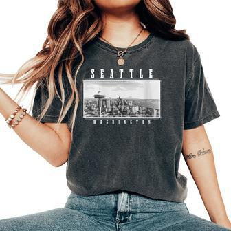 Seattle Washington Skyline Pride Space Needle Vintage Women's Oversized Comfort T-Shirt | Mazezy