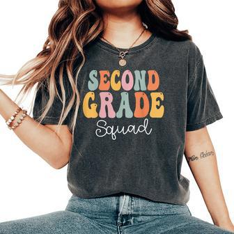Second Grade Squad Retro Groovy Vintage First Day Of School Women's Oversized Comfort T-shirt | Mazezy